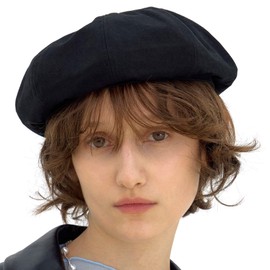 UNDERCONTROL Washed Cotton French Artist Classic Military Castro Size Adjustable Painter Beret Hat Unisex Size Casual Newsboy Hunting Cap Korea (BIO Black)