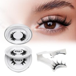 QUEWEL Magnetic Eyelashes Natural Look,2 pairs Reusable Magnetic Lashes kit with Applicator,Soft Magnetic Half Lashes without Eyeliner,Easy to Wear and Remove(style F+G)