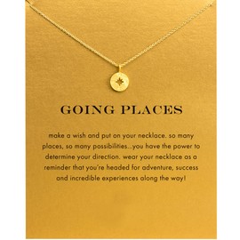 Stocking Stuffers Gifts for Women Compass Necklace For Women Men Graduation Necklace for Best Friend Compass Jewelry Senior Class Of 2023 Necklace Senior Graduation Gifts For Her Anniversary Birthday Gift (Gold)