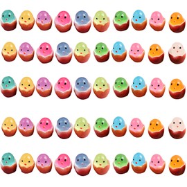 JUFYVO 50pcs Easter Mini Chicks Luminous Egg Glow The Dark Miniature Chick Figures Easter Figurines Mini Resin Chick Miniature Landscape Home Decoration for Easter Party