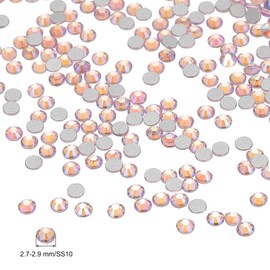 PATIKIL SS10/1440Pcs Glass Diamante Rhinestone, Crystal Glass Flat Back Rhinestones Round Crystal Man Made Gems Diamond Decor for Nail Art Craft Clothes DIY Makeup, AB Pink