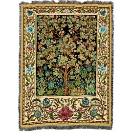 Pure Country Weavers William Morris Tree of Life Blanket XL - Arts & Crafts - Gift Tapestry Throw Woven from Cotton - Made in The USA (82x62)