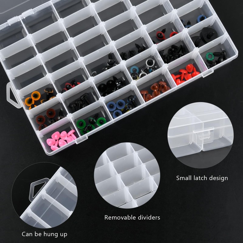 TIMESETL 2 x 36 Compartment Removable Clear Plastic Storage Boxes