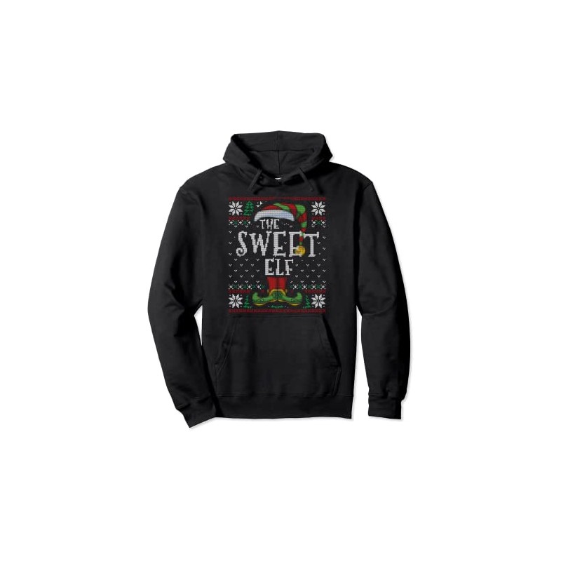 Sweet Elf Family Christmas Matching Ugly Sweater Pajama Pullover Hoodie