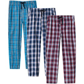 MoFiz Men's Pajama Bottom Pants Relaxed Classic Plaid Sleepwear Loungewear House Lounge &Sleep Pants 3-Pack Size XL