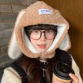 Cute Fuzzy Long Ear Rabbit Hat Mask for Women - Thick Warm Ear Protection Winter Balaclava Free Size/Orange 10ea