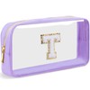 LOFOWN Initial Clear Makeup Bag Small Cosmetic Bag Travel Toiletry