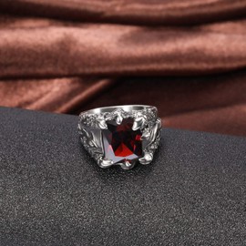 Zoesky Mens Stainless Steel Ring Thumb Finger Ring for Men Chunky Gothic Dragon Ring Red Gemstone Stone Ring Size 7-13 (8)