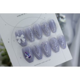 Handmade nail - purple wave (new ver.)  - Basic - Coffin Egg / 수제네일 - 보랏빛 물결 (new ver.)  - 기본 - 코핀에그