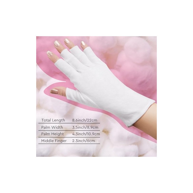 4 pares de guantes de algodón blanco, diseño sin dedos,