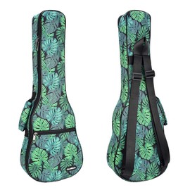 CLOUDMUSIC Ukulele Case Gig Bag Padded Backpack For Tenor 26" Inch(Tenor,Green Monstera)