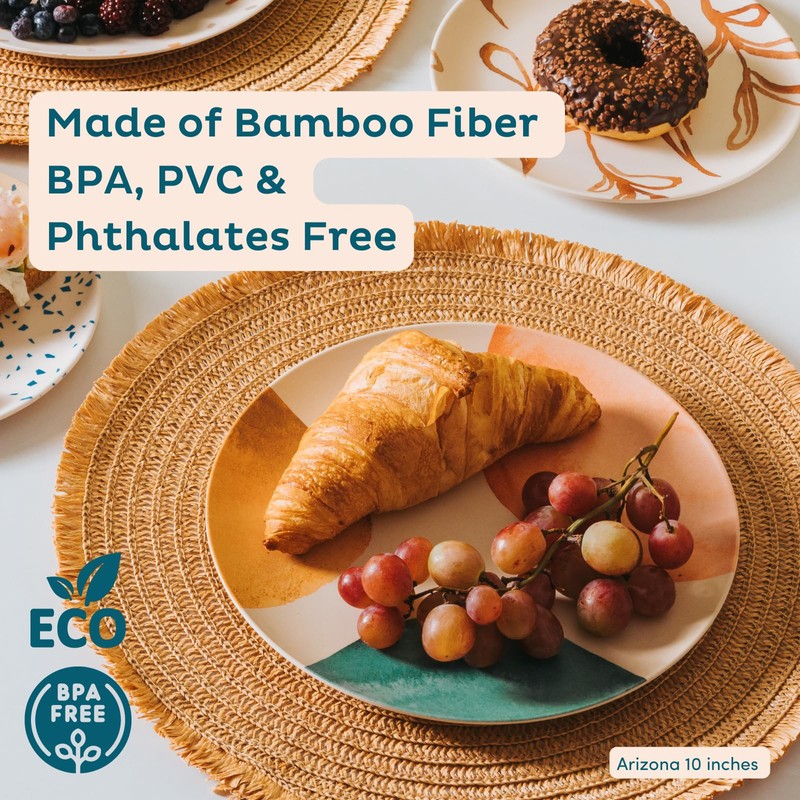 Nook Theory 4 Pack Reusable Bamboo Plates - Non-Toxic Toddler