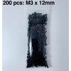 200pcs M3x12mm Black Round Head Hex Socket Key Bolts Alloy