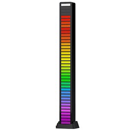Sound Pickup Light LED RGB Lighting Voice APP Control Music Rhythm Light Bar for Party D09 40 Lamp Beads Black 5V Battery