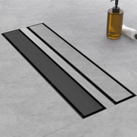 EBYTE Black Linear Shower Drain 36 Inch - SUS 304 Stainless Steel Shower Drain, Matte Black Linear Drain with 2-in-1 Tile Insert Panel&Adjustable feet, Rectangular Floor Drain in Bathroom Hair Filter
