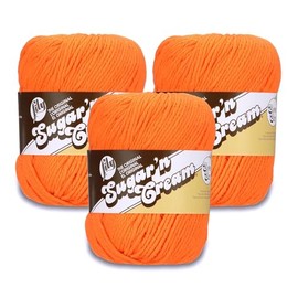 Lily Super Size Hot Orange Yarn - 3 Pack of 113g/4oz - 100% Cotton - #4 Worsted (Medium) - 190 Yards - Knitting/Crochet