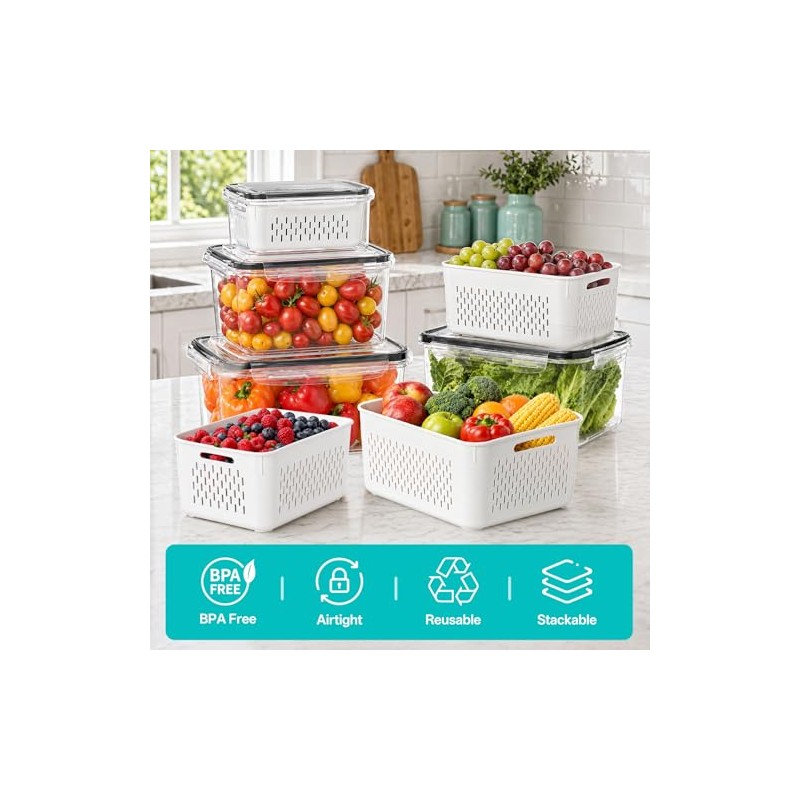 HOMETALL 4 Pack Fruit and Vegetable Storage Containers
