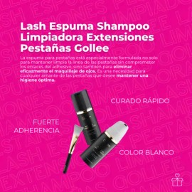 Lash Shampoo Espuma Gollee Limpieza Extensiones Pestañas 100ml Hipoalergénico                                                                         
