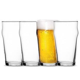 Bormioli Rocco Nonix Set Of 4 20 Oz Pint Glasses | British Pub Style Beer Glasses | Easy Stacking in The Cupboard | Premium Craft Beer Glasses Made In Spain