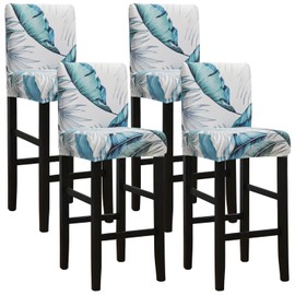 SPRINGRICO Bar Stool Covers Set of 4, Stretch Washable Barstool Seat Covers with Backs, Removable Counter Height Chair Covers for Kitchen Dining Room Cafe (Cassandra, 4PCS)