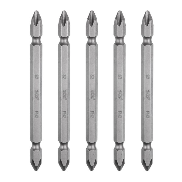 HARFINGTON 5pcs Magnetic Double Ended Screwdriver Bit 6.35mm PH2 4"