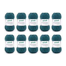 Gründl King Cotton 55% Polyacrylic & 45% Cotton 50g/78m 55% Polyacrylic & 45% Cotton Knitting & Crochet Yarn, Teal, Teal