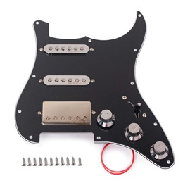 Alnicov Loaded Prewired Pickguard Set SSH Alnico V Single Coil Humbucker Pickups, para Fender Strat ST Reemplazo de guitarra eléctrica, Negro
