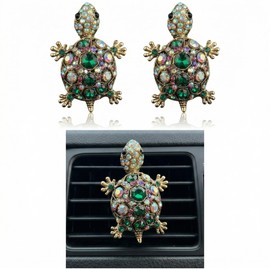 KGCGJVB 2pcs Car Vent Clips Cute Sea Turtle Green Beachy Accessories Beach Decor Air Decorations for Women Dashboard Rhinestone Sparkling