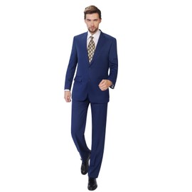 P&L Men's Suits 2 Piece Classic Fit - Polyester Single Breasted 2 Buttons Blazer & Trousers Cobalt Blue