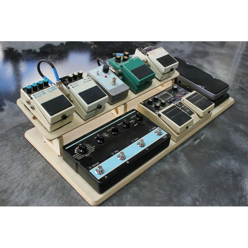 Guitar Effects Pedal Board Wood 2-Tier Platform Stand