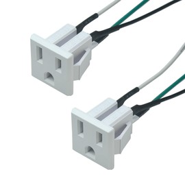 2PCS White 15A 125V AC Panel Mount Outlet, 3 Pins US Power Socket