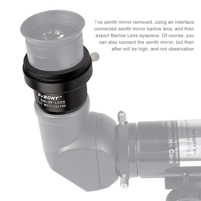 SVBONY Barlow Lens 2X, 1.25 inch Barlow Lens with Multi