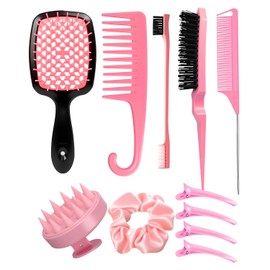 Maizic 11 Peines cepillo para cabello, Juego de Peine de Peinado, Cerdas Suaves, Fácil Peinado y Nudo, Adecuado para una Variedad de Tipos de Cabello, Seco y Húmedo