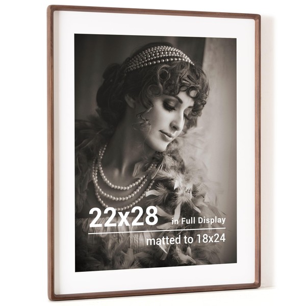 22x28 Poster Frame, USA-Sourced Walnut Wood Picture Frame with HD