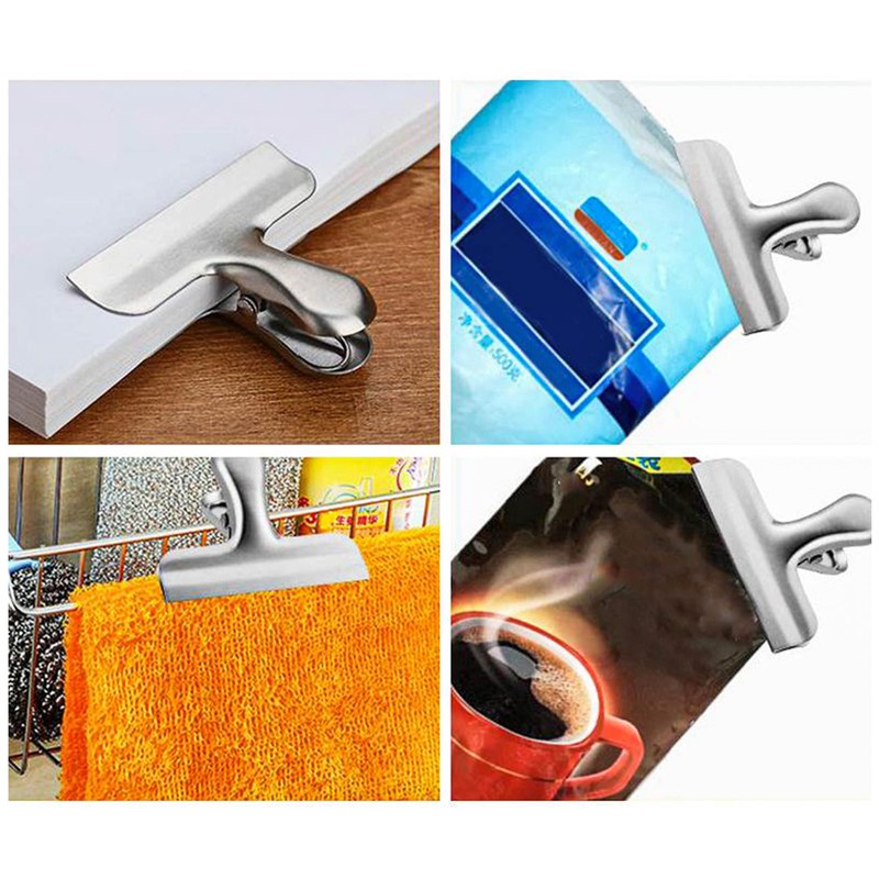 Pack of 4 Stainless Steel Bag Clips for Coffee Bread