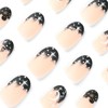 24pcs Short Oval False Nails French Tip Stick on Nails