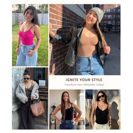 FeelinGirl Shapewear for Women Tummy Control Waist Trainer Faja Butt Lifting Body Shaper Plus Size Bodysuit Khaki XL/XXL