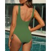 Limeeke Women One Piece Swimsuit Ribbed Monokini Swimwear Textured Scoop