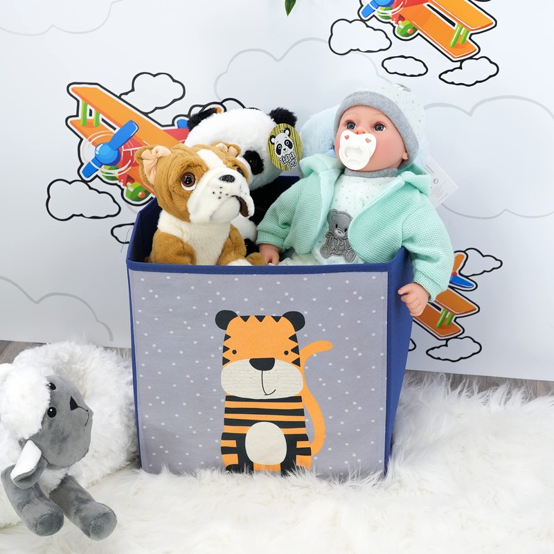Set of 4 Animal Design Storage Boxes Foldable Toy Chest
