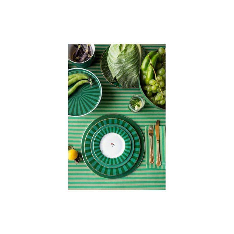 PIP STUDIO Love Birds Bread Plate Stripes Green 17 cm
