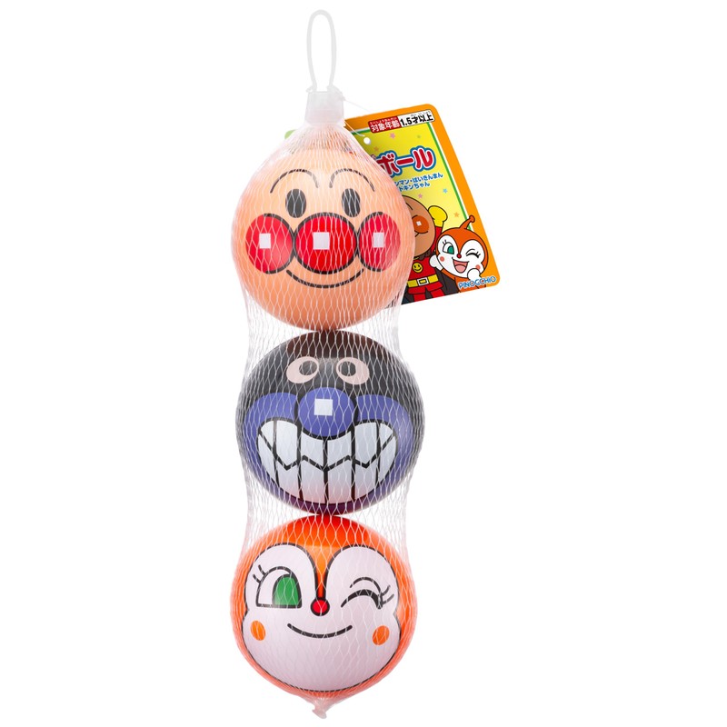 Agatsuma Anpanman Mini Face Ball, Set of 3, Anpanman, Bi-kin-chan