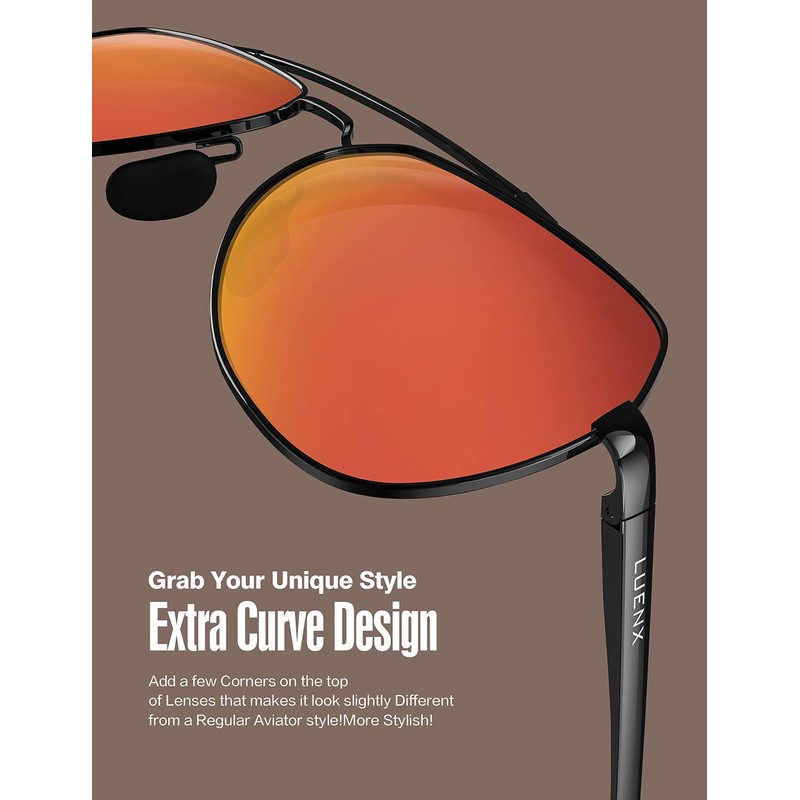 LUENX Men Women Aviator Sunglasses Polarized Shades Flexible Spring Hinge