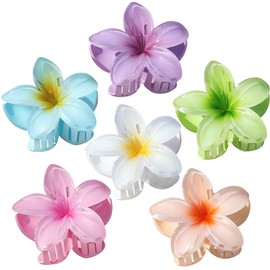 Sisiaipu Sisiaipu Hawaiian Plumeria Hair Accessories - 6 Pack Large Claw Clips for Thick and Thin Hair, Beach Tropical Hair Clips for Women and Girls -Hawaiian