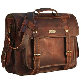 HULSH Leather Messenger Bag briefcases for Men, Leather Laptop Satchel