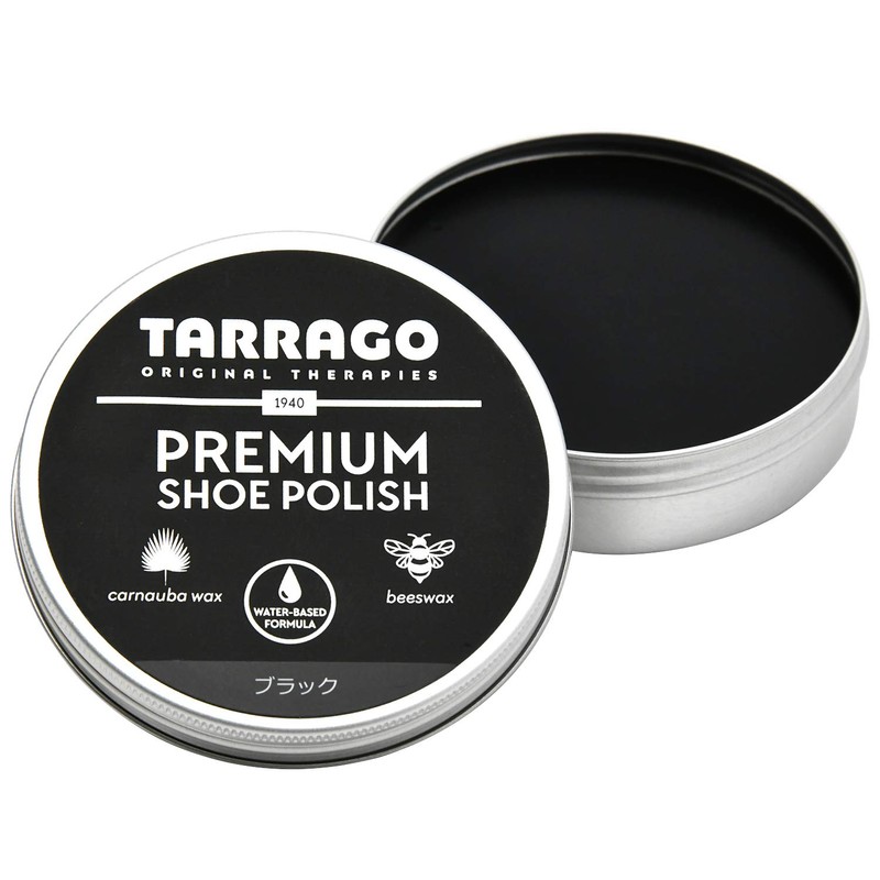 [Tarrago] ウォーターベースの靴クリーム プレミアムシューポリッシュ 保革 栄養 着色 ツヤだし 靴磨き 18 ブラック