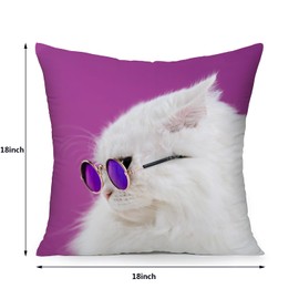 WEICOOM Cat Throw Pillow Covers, 4 Piece Cool Cat Decorative Square Throw Pillow Covers Set with Zipper for Girls Boys Bedroom Living Room, 18 x 18 Inch