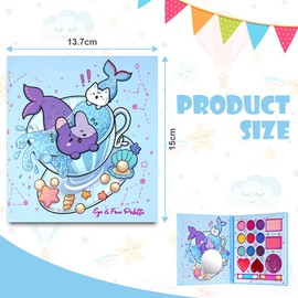 Aomig Children's Make-Up, 14 Colours, Children's Make-Up Set, Girls, Washable, Safe and Non-Toxic Make-Up Set, Suitable for Christmas, Birthday, Carnival Gifts for Children Over 4 Years (Blue)