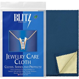 Blitz Jewelry Care Cloth Pre-Treated Cleaning Wipe for Gold, Silver, Platinum Jewelry Polishes Non-Porous Precious & Semi-Precious Stones Non-Toxic, Non-Abrasive, & Planet Friendly USA Made (2 Pack)