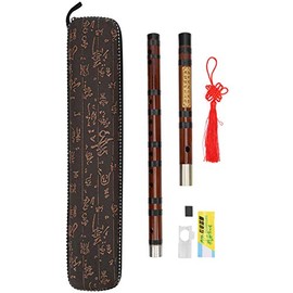 Flauta de Bambú Profesional Walfront C Key 8 Años Flauta de Bambú Seca Dizi Bitter con Película de Flauta Corporal en Relieve Dorado Y Pegamento de Película de Flauta Sólida