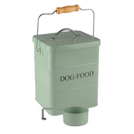 Geyecete Dog Treats tin and dog Food Storage Tin with Lid & with Spoon for dog Food Storage, Medium Pet Food Storage Can-Dog Food-Green